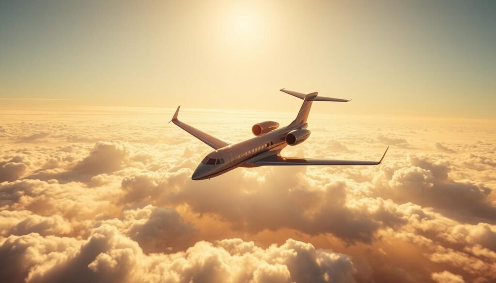 A sleek, private jet soaring against a vast, cloud-dotted sky. The aircraft's silhouette appears ethereal, its wings seemingly empty, hinting at the opportunity of an "empty leg" flight. The sun's warm glow bathes the scene, casting a golden hue and creating a sense of luxury and exclusivity. The jet's polished exterior reflects the tranquil landscape below, emphasizing its seamless integration with the environment. The composition draws the viewer's eye towards the aircraft, inviting them to imagine the thrill of experiencing an empty leg journey - a chance to explore the skies in unparalleled comfort and convenience. A sleek, private jet soaring against a vast, cloud-dotted sky. The aircraft's silhouette appears ethereal, its wings seemingly empty, hinting at the opportunity of an "empty leg" flight. The sun's warm glow bathes the scene, casting a golden hue and creating a sense of luxury and exclusivity. The jet's polished exterior reflects the tranquil landscape below, emphasizing its seamless integration with the environment. The composition draws the viewer's eye towards the aircraft, inviting them to imagine the thrill of experiencing an empty leg journey - a chance to explore the skies in unparalleled comfort and convenience.