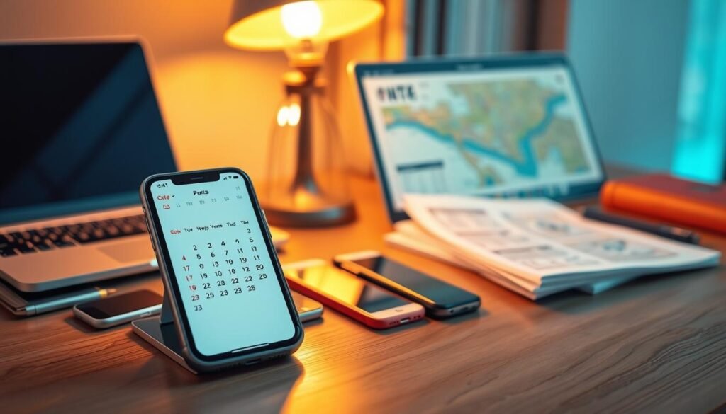 A vibrant, ultra-realistic photographic composition showcasing the key elements of where to search for empty leg flights: a sleek digital calendar app displayed on a modern smartphone, a collection of various travel booking apps arranged neatly, and a professional-looking broker's desk with a laptop, paperwork, and a vintage-inspired desk lamp providing warm, soft lighting. The scene exudes a sense of efficiency, organization, and the intersection of technology and personal service in the pursuit of finding the best private jet deals. A vibrant, ultra-realistic photographic composition showcasing the key elements of where to search for empty leg flights: a sleek digital calendar app displayed on a modern smartphone, a collection of various travel booking apps arranged neatly, and a professional-looking broker's desk with a laptop, paperwork, and a vintage-inspired desk lamp providing warm, soft lighting. The scene exudes a sense of efficiency, organization, and the intersection of technology and personal service in the pursuit of finding the best private jet deals.